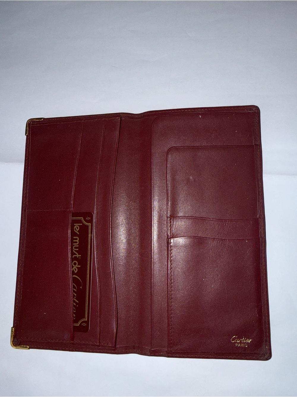Vintage Authentic Cartier Burgundy Leather Long Wallet Checkbook Holder - Picture 6 of 12
